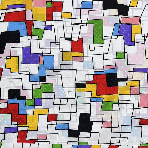 '80s Vintage Jordan Ari Iconic Bright Geometric Print Satin Dress Size 18 - Picture 8 of 12